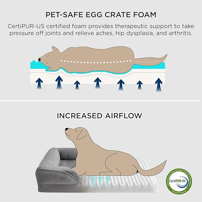 Bedsure L Plus Orthopedic Dog Bed for Large Dogs - Washable Dog Cat Bed Waterproof, L Plus Big Comfort Dogs Couch Sofa with Washable Removable Cover, Pet Bed with Nonskid Bottom, Black, 38"