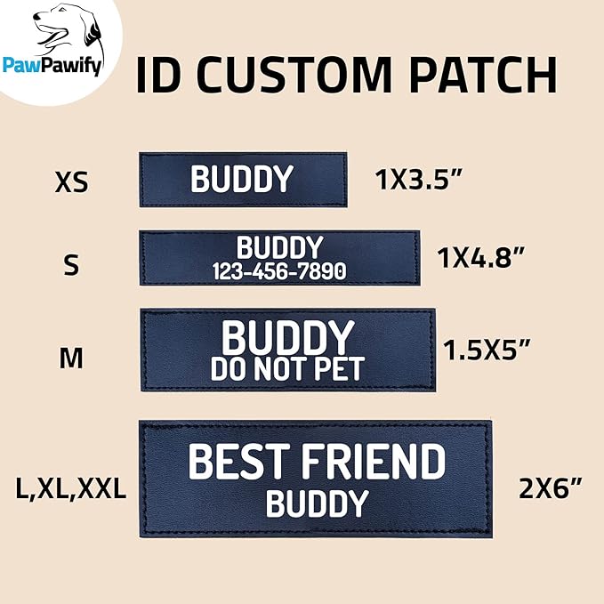 PawPawify Custom No Pull Dog Harness with Name and Phone Number, Heavy Duty Personalized Pet Vest to Prevent Tugging, Pulling, or Choking, Training and Walking (Red, M (20-40 LBS))