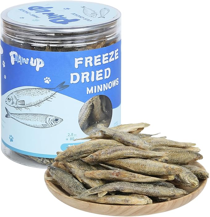 Freeze Dried Minnows Cat Treats – 100% Natural, Single-Ingredient Pet Snacks – Rich in Omega-3, Grain-Free – Healthy Training Rewards & Meal Toppers for Dogs & Cats, 2.8 oz
