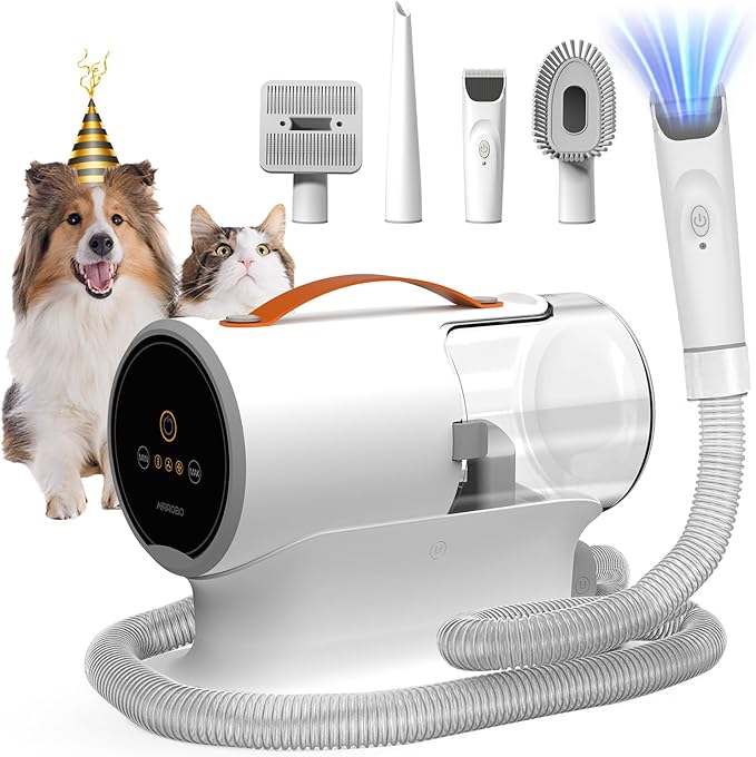 AIRROBO Dog Grooming Vacuum, Dog Grooming Kit,12000Pa Strong Pet Vacuum, 2L Large Capacity Vacuum for Shedding Grooming Hair, Quiet,PG100