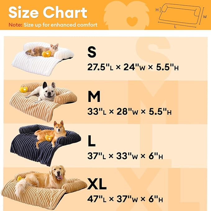 FUNNY FUZZY Pet Couch Cover for Sofa, Calming Dog Bed for Couch, Fluffy Plush Dog Couch Mat for Furniture Protector for Large Medium Small Pets, 47×37 in, Dark Grey