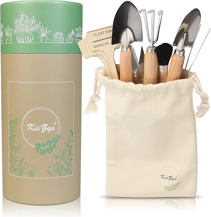 Indoor Garden Tools for Gardening - KiiZYS 12-Piece Small Garden Tools Set - Indoor Gardening Gifts for Women - Mini Hand Tools House Plant Tool