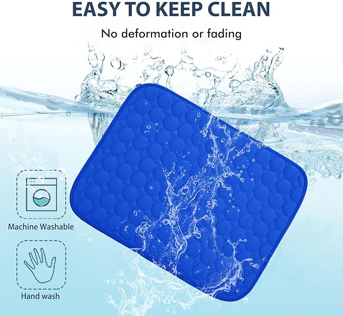 MICROCOSMOS Summer Cooling Mat & Sleeping Pad- Water Absorption Top, Materials Safe, Easy Carry, EZ Clean. Keep Cooling for Pets, Kids and Adults.(Dark Blue, 48" x24")