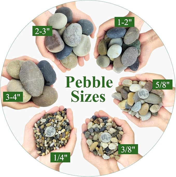 5lbs Natural River Rocks for Plants, 3/8" Aquarium Gravel Decorative Polished Mixed Pebbles for Fish Tank, Gardening, Flower Pots, Vase Fillers, Indoor Water Fountains, Landscaping