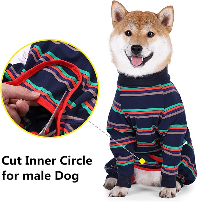 Recovery Suit, Blue, Small - Cotton/Spandex, Breathable Dog Apparel for Medium or Large Breeds, Postoperative Shirts Prevent Licking Wounds, E-Collar Alternative