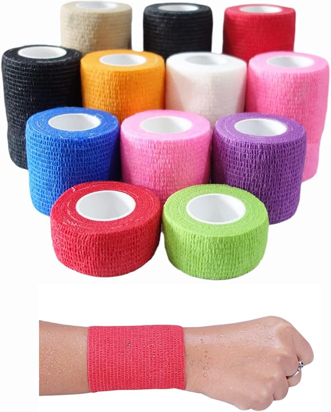 6 Pack 2" x 5 Yards Self Adhesive Bandage Wrap Breathable Cohesive Vet Wrap for Pets, Elastic Self-Adherent Tape for Sports, Wrist, Ankle (Pink)