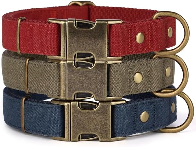 PET ARTIST Dog Collar for Large Dogs, Soft Padded Premium Nylon Dog Collar with Quick Release Metal Buckle, Durable & Adjustable Pet Collars for Boy Gifts, Red, L (Fit 15-22")