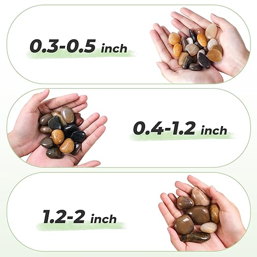 SIDONG 10 lbs Mixed River Rocks, 1.2-2 Inches Highly Polished Pebbles for Indoor Plants, Aquarium Rocks Used in Fish Tank, Decorative Stones for Plants, Vases, Home Décor, Crafting, Garden Landscaping