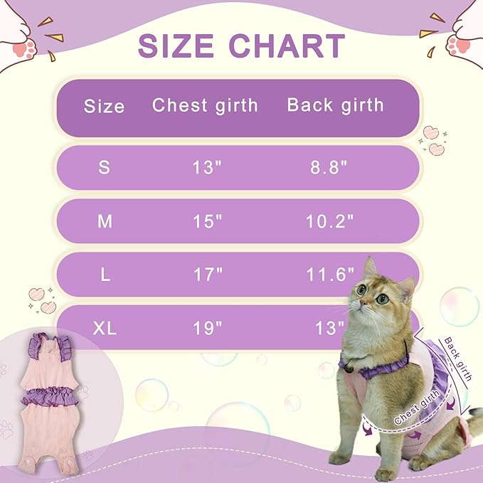 Cat Recovery Suit,Kitten Onesie After Surgery,E-Collar Alternative for Abdominal Wound and Skin Diseases,Soft Breathable Bodysuit After Spay（Yellow-s）