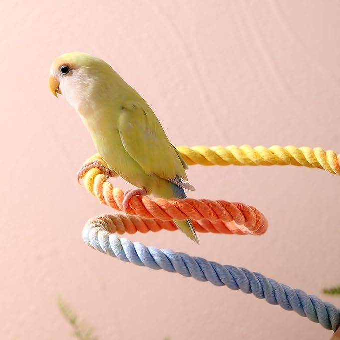 Multi-Color Rope Bird Perch Toys for Parrot Cage Stand, Climbing Swing Accessories for Cockatiel, Parakeets, Budgies, Lovebirds, Conures, Finches - 15.7 inch