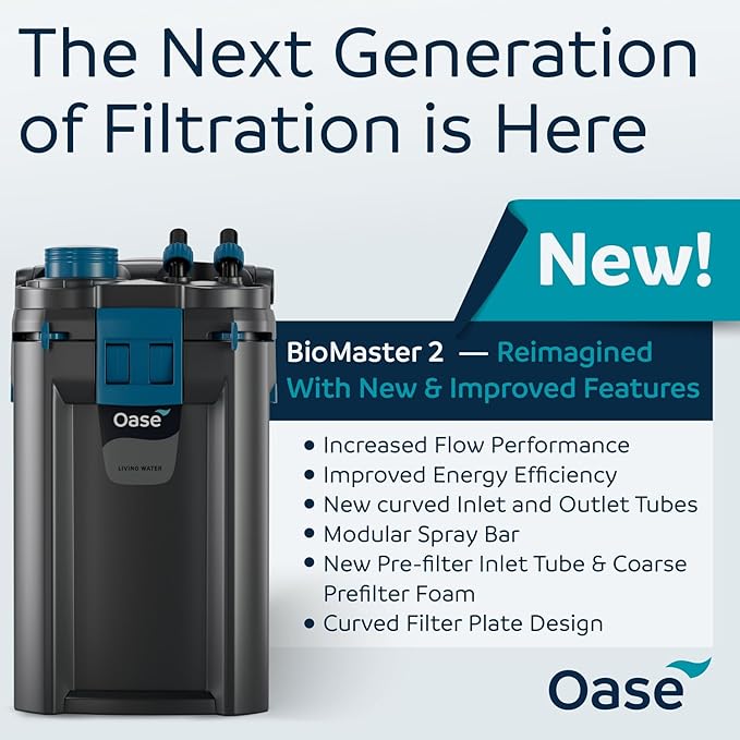 OASE BioMaster 2 600 Canister Filter for Aquariums – External Aquarium Filter with EasyClean Pre-Filter – Quiet Performance – Freshwater & Saltwater, Up to 160 Gallons