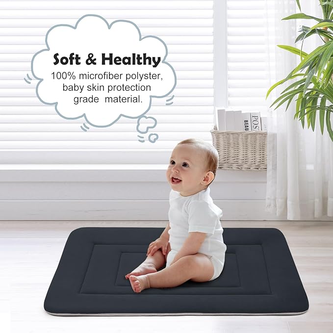 JoicyCo Soft Dog Bed Crate Pad Mat, 36 in Non-Slip Bottom Washable for Medium and Large Dogs, Pet Mattress Kennel Pad, Dark Gray