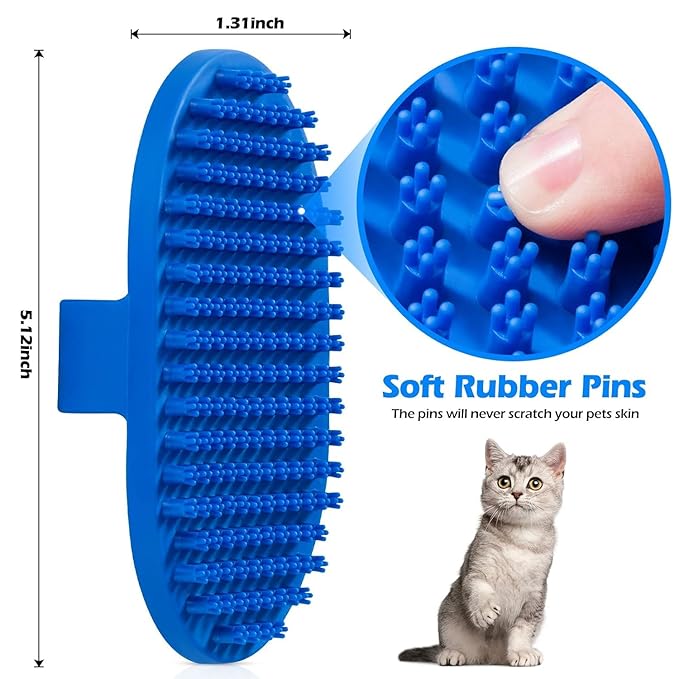 Lilpep Dog Bath Brush, Rubber Pet Shampoo Brush with Silicone Bristles for Massaging Grooming, Removing Short Haired Dogs Cats Shedding, Tangles and Dead Undercoat(Red, plum brush)
