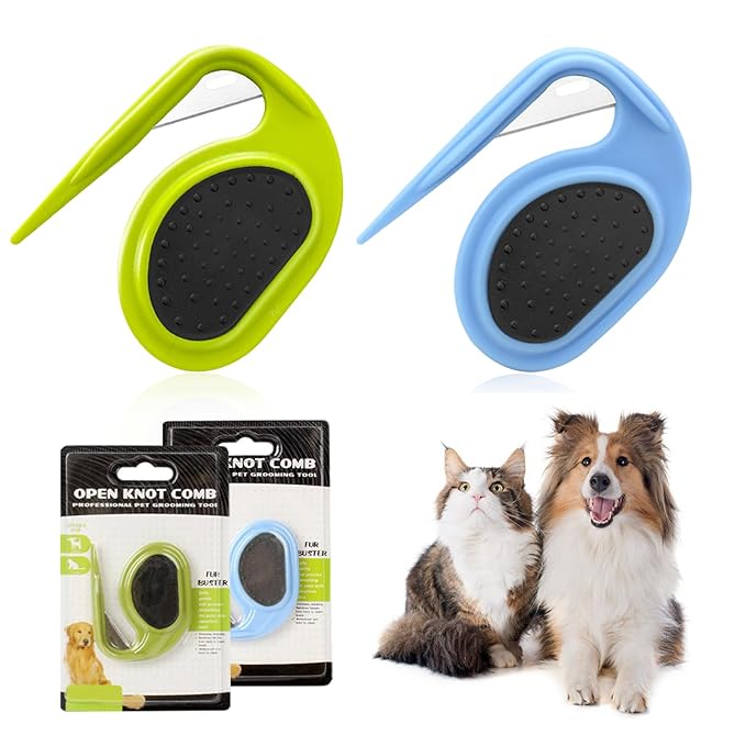 Multifunctional Pet Grooming Comb - Hair Removal Tool for Cats and Dogs, Knot Remover and Opener for Loose, Knotted Fur