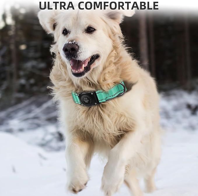 Airtag Dog Collar - 100% Waterproof Air tag Dog Collar Holder for Apple AirTag, Reflective, Soft Padded, Everlasting, GPS Dog Collar for Small Medium Large Dogs (Teal, XL)