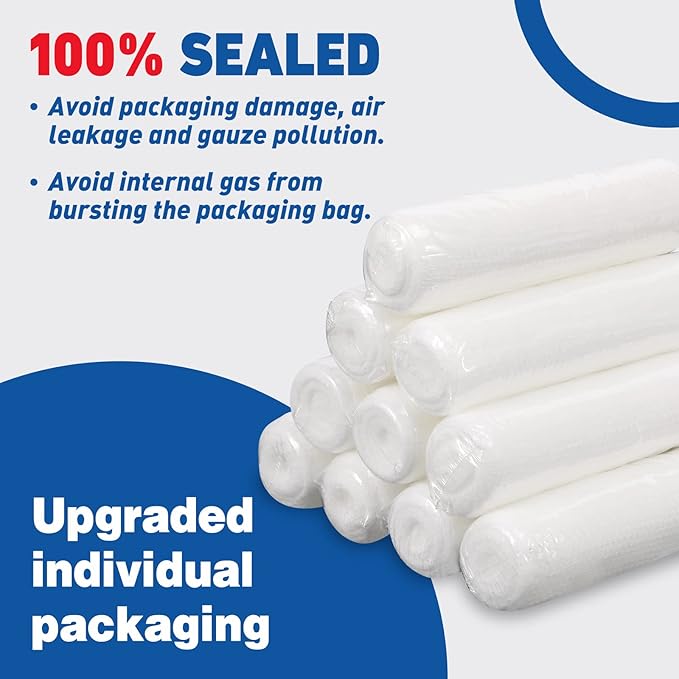 AZEN 20 Pack Gauze Rolls Bandages, 4 in x 4.1 Yards, Premium Medical Supplies & First Aid Supplies, Bandage Wrap Vet Wrap, Mummy Wraps