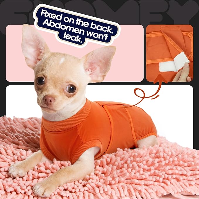 FUAMEY Dog Recovery Suit Male,Dogs Surgery Neuter Suits Puppy Spay Shirts for Female Protect Dog's Skin Anti Licking Abdominal Wounds Doggie Onesie Pet Bodysuit Alternative to Cone Orange M