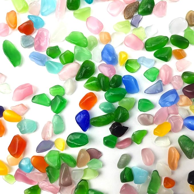 WAYBER 1 Lb/460g Colorful Pebbles Decorative Crystal Stones Sea Glass Opal Rocks Gravel Sand for Aquarium/Turtle Tank/Succulent Plants/Flowerpot/Vase Decoration (Fill 1 Cup)