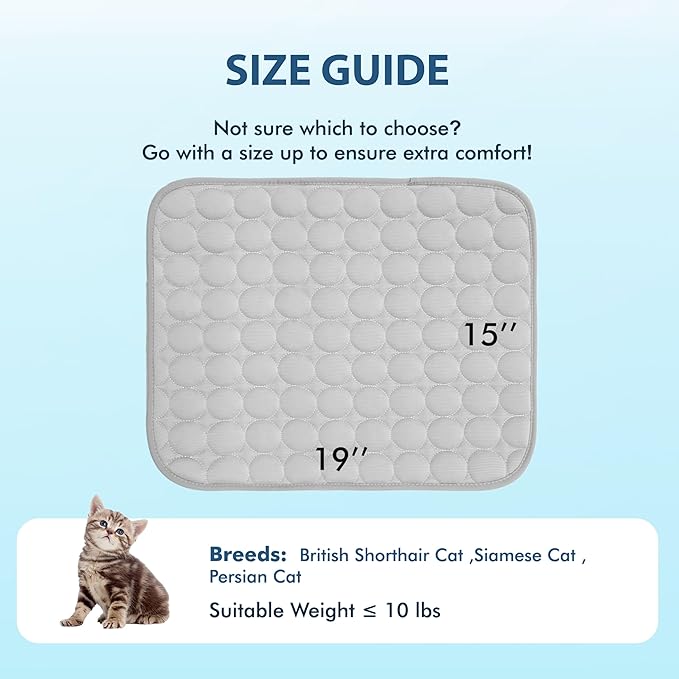 MICROCOSMOS Summer Cooling Mat & Sleeping Pad- Water Absorption Top, Materials Safe, Easy Carry, EZ Clean. Keep Cooling for Pets, Kids and Adults.(Grey, 19" x 15")