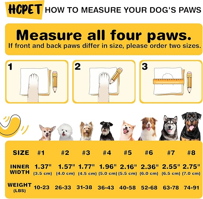 Hcpet Dog Shoes for Large Dogs, Waterproof Dog Booties for Small Medium Dogs, Anti-Slip Dog Boots & Paw Protectors for Hot Pavement Winter Snow Hiking with Reflective Straps Black Size 3