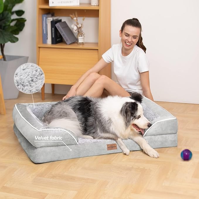 Comfort Expression Small Dog Beds Waterproof Cat Beds Orthopedic Foam Sofa Beds for Small Dogs Comfy Pet Bed with Washable Removable Cover & Non-Slip Bottom(XX-Small,Grey White)