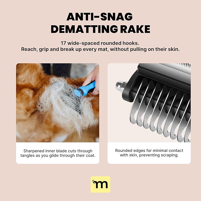 MalsiPree Dog Brush for Shedding - 2 in 1 Undercoat Rake Deshedding Tool for Medium to Large Double-Coated Dog Grooming - Pet Dematting Comb - Pet Deshedder (Orange) - Deshedding Brush
