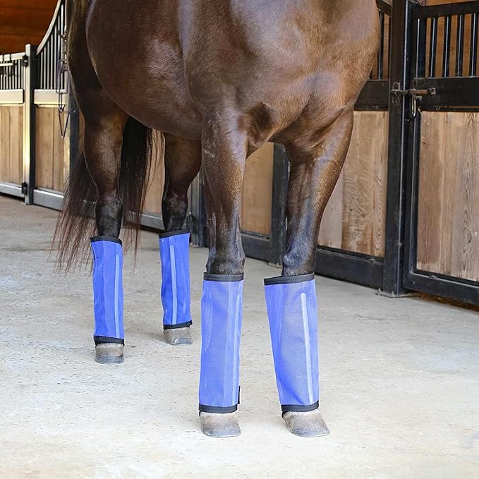 Jeffers Romper Stomper Fly Boots for Horses - Grey, Large – Breathable Mesh Leg Wraps for Insect Protection, Stable Accessories for Summer Turnout, Ride Gear, Horse Hoof & Leg Care - 4 Pack