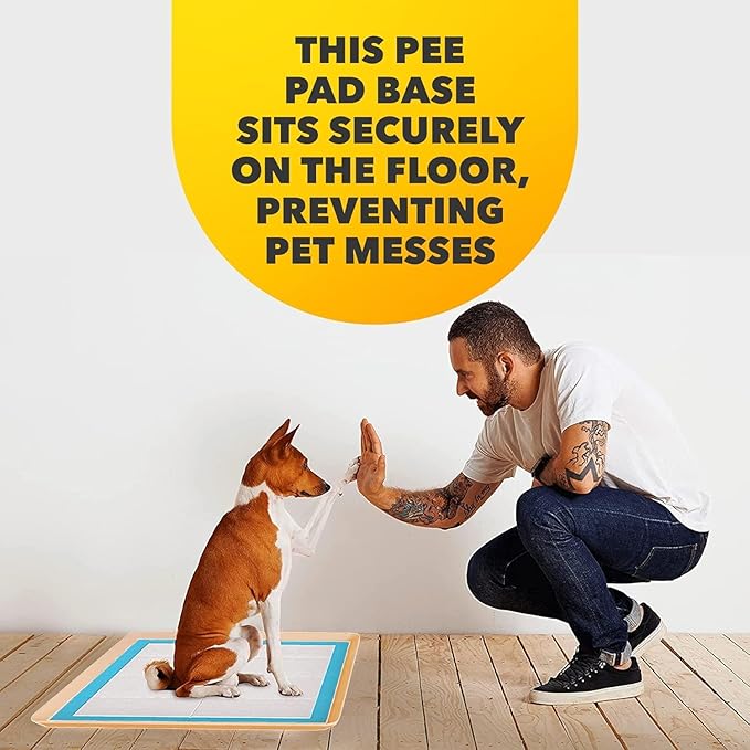 TidyFriend 2 Pack Dog Pee Pad Holder Tray Fits for 24” x 24” Wee Wee Pee Pads - Stable Grip, Raised Edges, Quick-Wipe Silicone Surface Dog Potty Tray Holder for Indoor Flooring Protection (Beige)