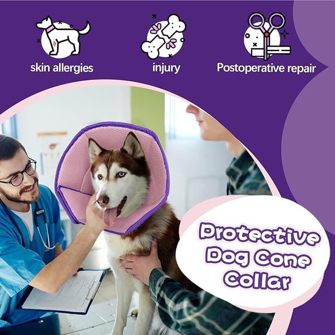 Dog Cone Collar Soft Cone for Medium Dogs After Surgery Adjustable Elizabethan Collar for Dogs to Stop Licking Wounds, Biting Stitches Professional Pet Recovery Cones E-Collar for Dog