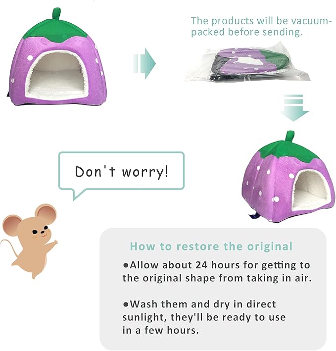 Guinea Pig Hideout Bed Rabbit House Cave Accessories Cozy Hide-Out for Bunny Hedgehog Ferret Chinchilla&Other Small Animals