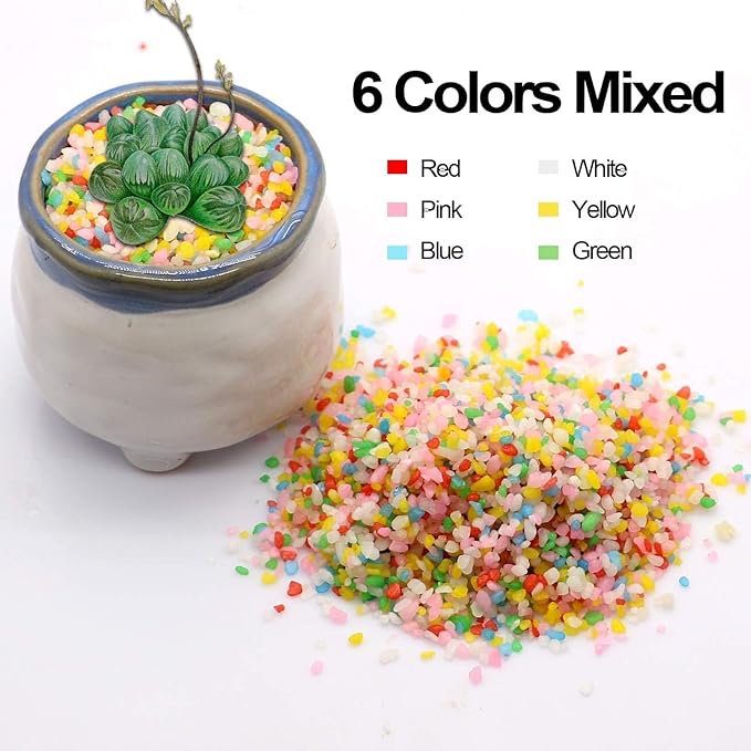 TOYPOPOR 6 lb Decorative Rocks, Mini Rainbow Gravel Pebbles Aquarium Gravel Mixed Color Stones Succulent Cactus Bonsai Gritty Mix Rocks for Top Dressing, Plants, Fish Tank, Lanscaping, Home Decor