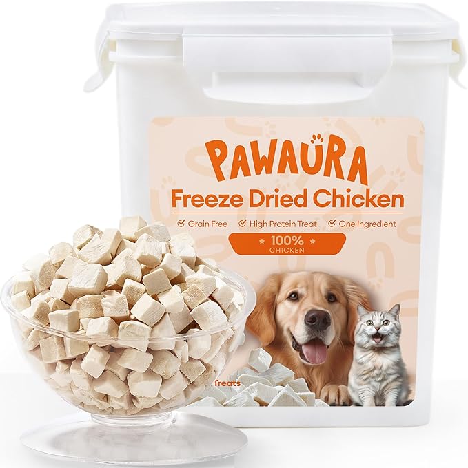 Freeze Dried Chicken Cats & Dogs Treats, 1.1lb(17.63 OZ), Single Ingredient, High Protein, No Additives, Grain Free, Training & Nutrition Supplements, Sealed Box