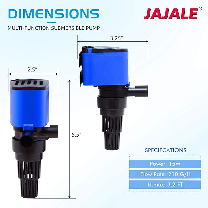Water Pump 210 GPH Submersible Internal Aquarium Powerhead Water Pump Ultra Quiet for Aquarium,Fish Tank -2 Pack
