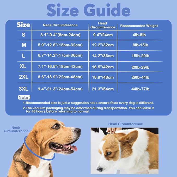 IDOMIK Dog Recovery Collar, Waterproof Soft Dog Cone After Surgery, Comfy Protective Elizabethan Collar Alternative for Dogs Cats, Adjustable Pet Neck Donut Cone Anti-Licking Biting Wounds,Navy,S