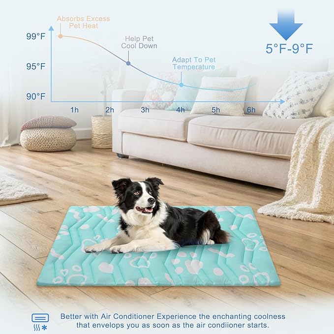 BEAUTYZOO Upgrade Dog Cooling Mat Extra Large, Reversible Self-Cooling Mat for Dogs, Thicken Pet Ice Cool Pad Blanket for Summer Kennel Sofa Bed Floor Car Seat, Machine Washable&Foldable, 48"x28"