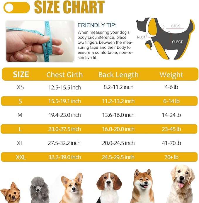 Recovery Suit for Dogs After Surgery, Professional Dog Surgical Suit for Female Spay, Male Neuter, E-Collar & Cone Alternative Dog Onesie for Abdominal Wounds Skin Disease, Yellow, XXL