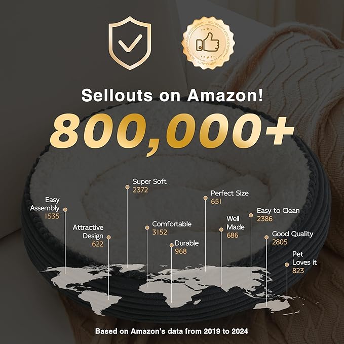 Love's cabin Round Donut Cat and Dog Cushion Bed, 25in Pet Bed for Small or Medium Dogs, Anti-Slip & Water-Resistant Bottom, Soft Durable Fabric Pet Beds, Washable Calming Cat Bed Grey Stripe