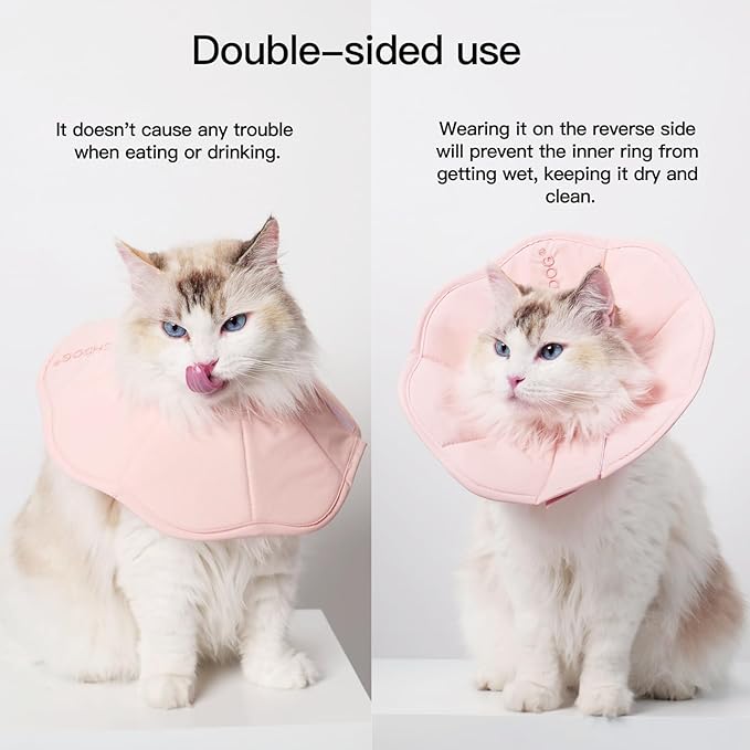 Touchdog Foldable Dog Cone Collar for Cats & Dogs - Adjustable Soft Recovery Collar with Waterproof PU Coating, Lightweight Design, 24.5cm/9.6in Wide Barrier (Pink, M)