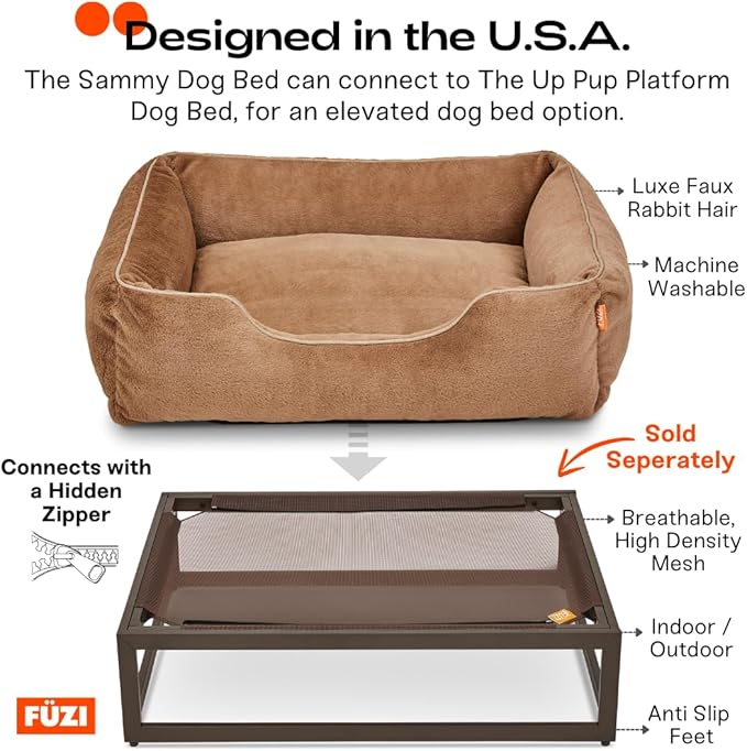 FUZI Luxury Aesthetic Dog Bed for Medium Dogs with Washable Cover, Pet Couch, Pet Bed with Sides, Non-Slip Bottom, Soft and Durable Calming Dog Bed, Faux Rabbit Fur, Medium 31.75x23.6x9.5 Soft White