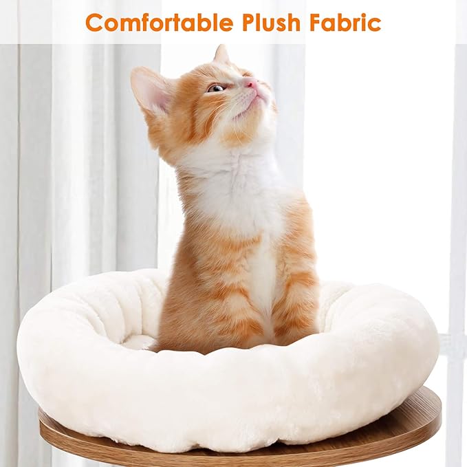 Tangkula Modern Wood Cat Tree, 46 Inches Cat Tower with Platform, Cat Activity Center with Scratching Posts and Washable Cushions, Wooden Cat Condo Furniture for Kittens and Cats (Natural)