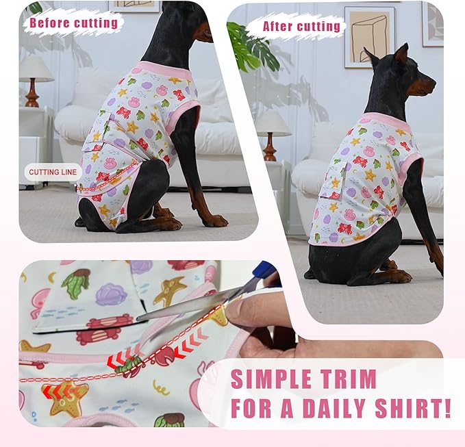 Recovery Suit for Dogs After Surgery, Professional Dog Surgical Suit for Female Spay, Male Neuter, E-Collar & Cone Alternative Dog Onesie for Abdominal Wounds Skin Disease, Jellyfish, L