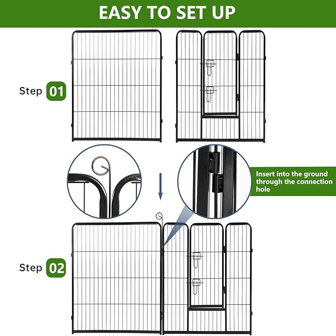 BestPet Dog Playpen Indoor 40 inch 8 Panels Metal Dog Pen Pet Dog Fence Outdoor Exercise Pen with Doors,Pet Puppy Playpen for RV Camping Yard, Black