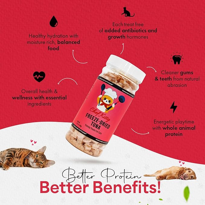 Freeze-Dried Tuna Treats for Cats & Dogs – 100% Wild Caught, Single Ingredient, High-Protein, Healthy Snack – No Additives or Preservatives – 1.7oz - Inspected & Tested in USA