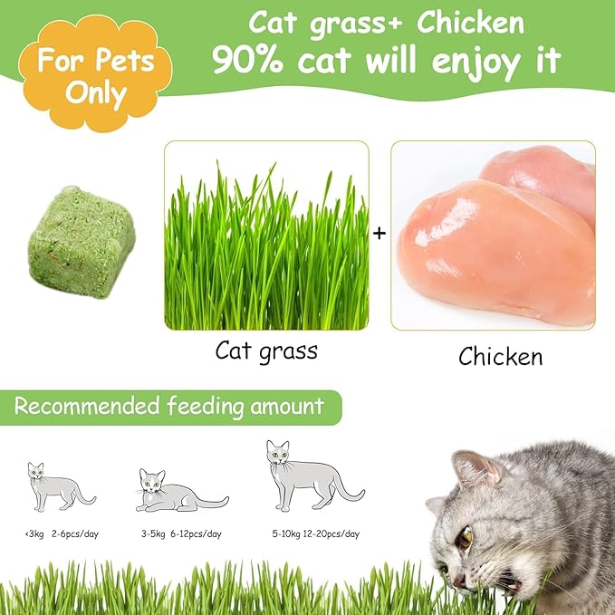 HavenJanny 120g Freezed Drying Cat Grass Treats for Cats, Cat Grass Teething Stick Snacks for Cats Hairball Removal and Teeth Cleaning