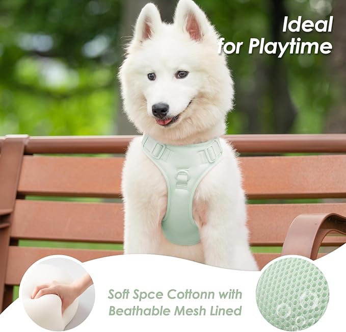 No Pull Dog Harness, Puppy Vest with Front Clip for Small Medium Large Sized Dog(Light Green,L)