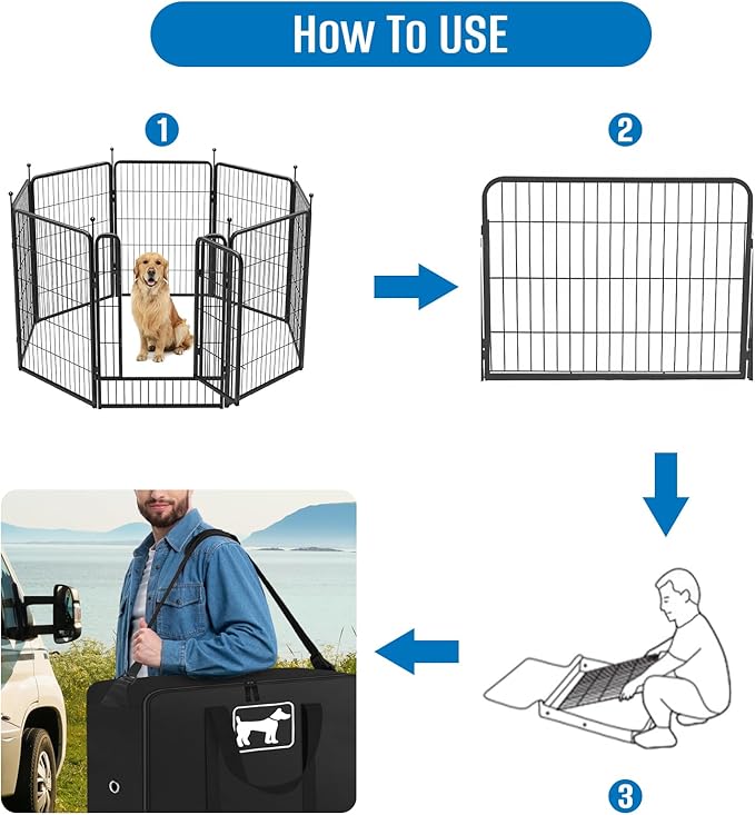 SIRUITON Dog Playpen Storage Bag 2Pack, Fits 40" H 8 Panels and 9 Stakes Suitable for Foldable Exercise Pet Playpen, Dog Fence Travel Bag,with Reinforcing Plate & Shoulder