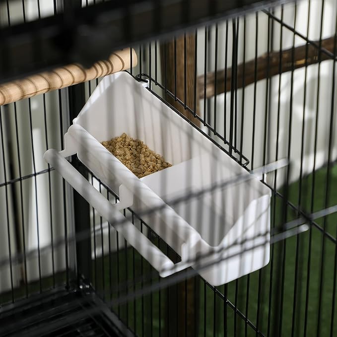 PawHut Large Bird Cage with 1.7 ft. Width for Wingspan, Bird Aviary Indoor with Multi - Door Design, Fit for a Canary, Finch, Conure, 55", Black