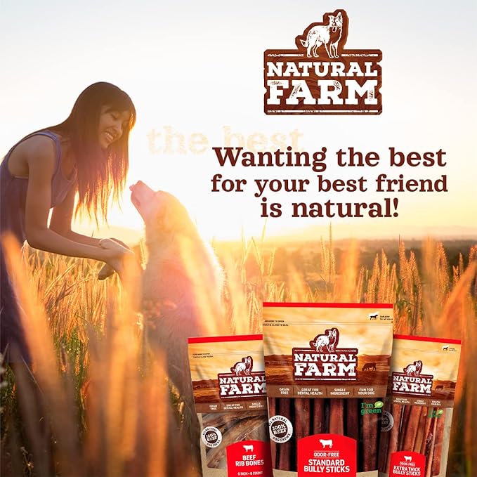 Natural Farm Pet Pizzle Bully Sticks (10 Inch, 12 Pack), Pixie Chew, Extra-Thin Pet Treats - Grain-Free, High Protein, Best Rawhide Alternative for Small, Puppies or Senior Dogs