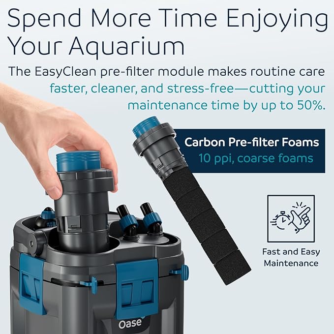 OASE BioMaster 2 Thermo 600 Canister Filter for Aquariums – External Aquarium Filter with Built-in Heater – EasyClean Pre-Filter, Quiet Operation – Freshwater & Saltwater, Up to 160 Gallons