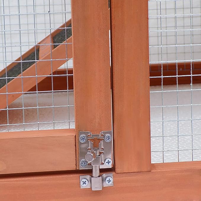Rabbit Hutch Chicken Coop Kennel Easily Assembled 2 Story with Removable No Leak Tray Solid Fir Wood Weatherproof for Indoor Outdoor Pets